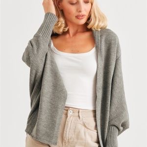 Open Front Cardigan - Heather grey